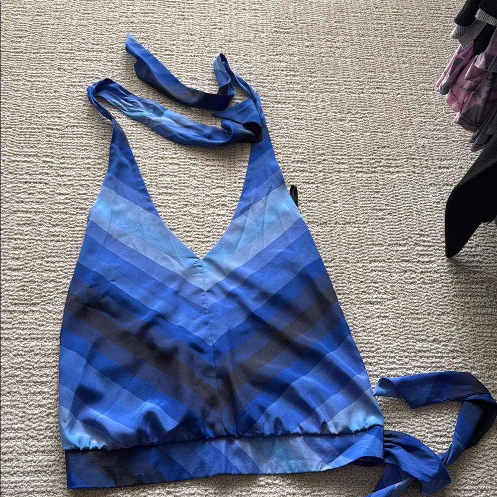 Arden B Blue Chemise V-Neck Top